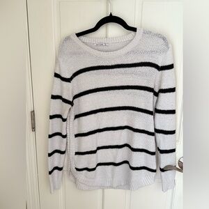 Pink Clover Black and White Striped Sweater